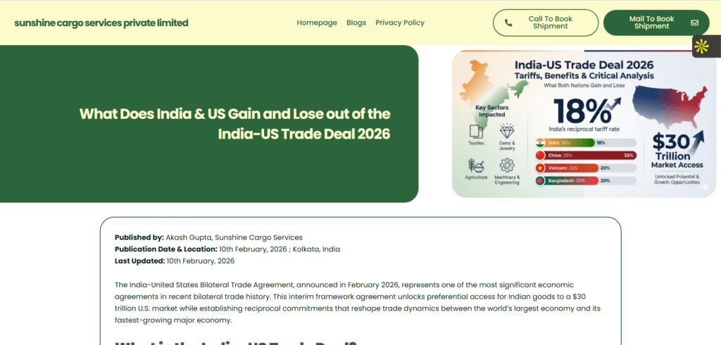 SEO Blog written for Sunshine Cargo